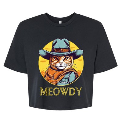 Cat Cowboy Cowgirl Halloween Meow Howdy Meowdy Bella+Canvas Jersey Crop Tee