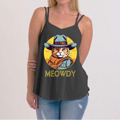 Cat Cowboy Cowgirl Halloween Meow Howdy Meowdy Women's Strappy Tank