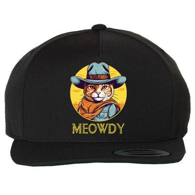 Cat Cowboy Cowgirl Halloween Meow Howdy Meowdy Wool Snapback Cap