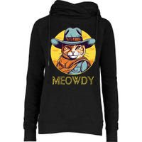 Cat Cowboy Cowgirl Halloween Meow Howdy Meowdy Womens Funnel Neck Pullover Hood