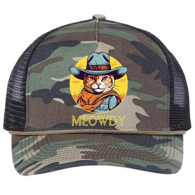 Cat Cowboy Cowgirl Halloween Meow Howdy Meowdy Retro Rope Trucker Hat Cap