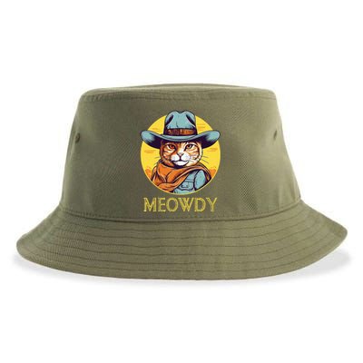 Cat Cowboy Cowgirl Halloween Meow Howdy Meowdy Sustainable Bucket Hat