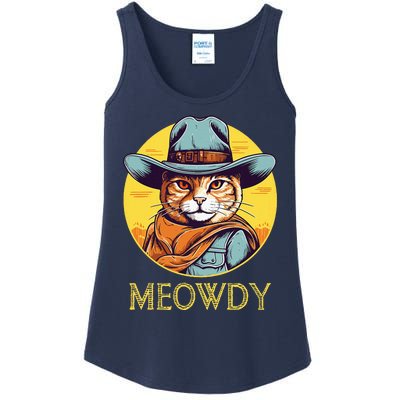 Cat Cowboy Cowgirl Halloween Meow Howdy Meowdy Ladies Essential Tank