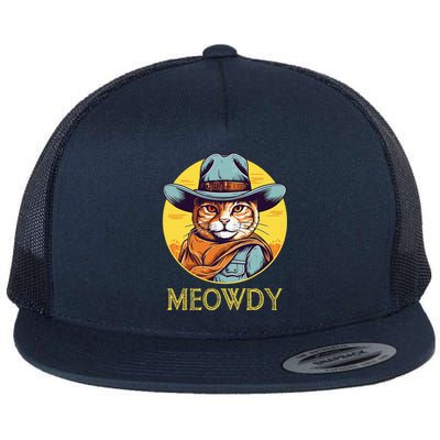 Cat Cowboy Cowgirl Halloween Meow Howdy Meowdy Flat Bill Trucker Hat