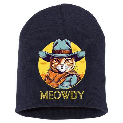 Cat Cowboy Cowgirl Halloween Meow Howdy Meowdy Short Acrylic Beanie