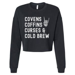 Covens Coffins Curses & Cold Brew Cropped Pullover Crew