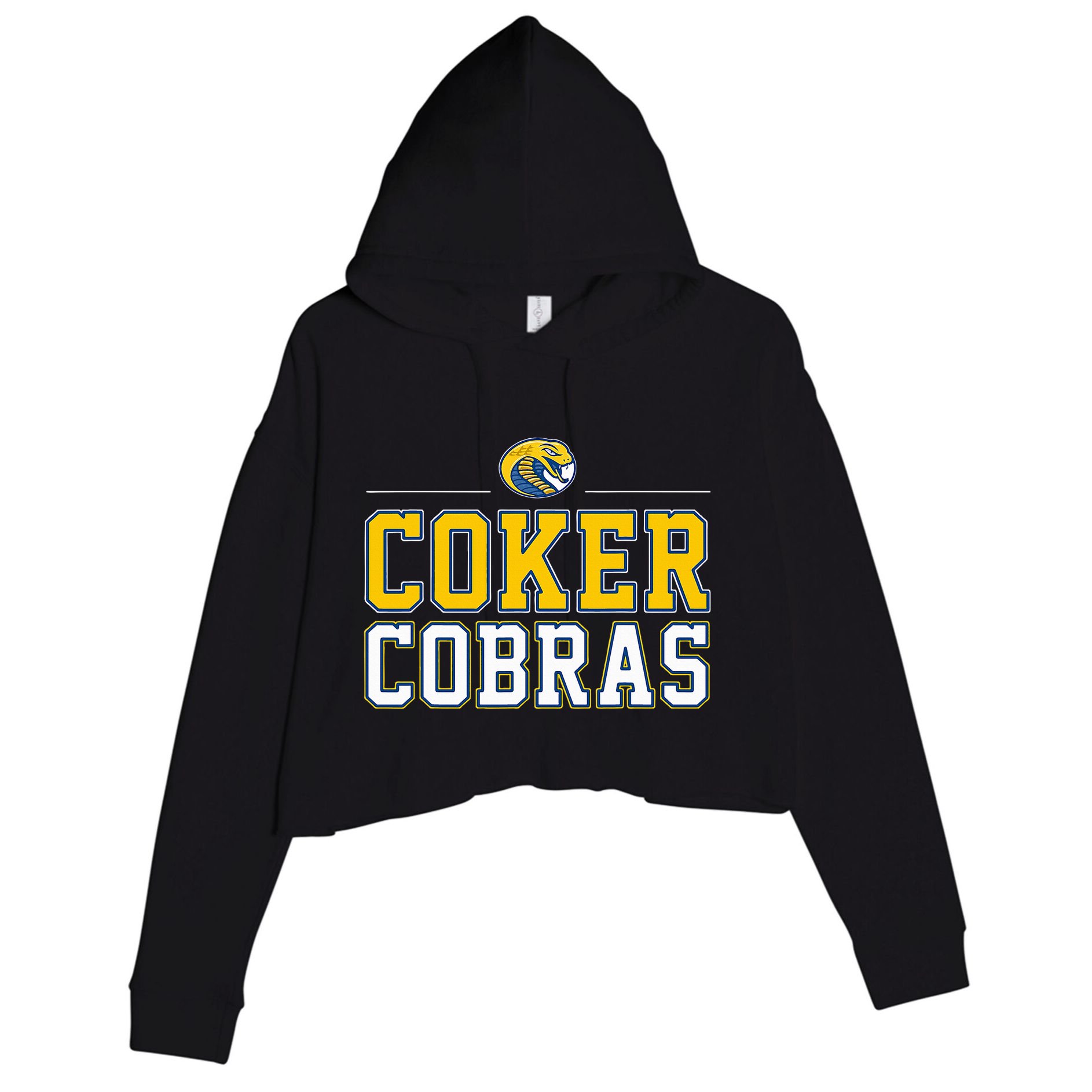 Coker College Cobras Vintage Sports Design Crop Fleece Hoodie