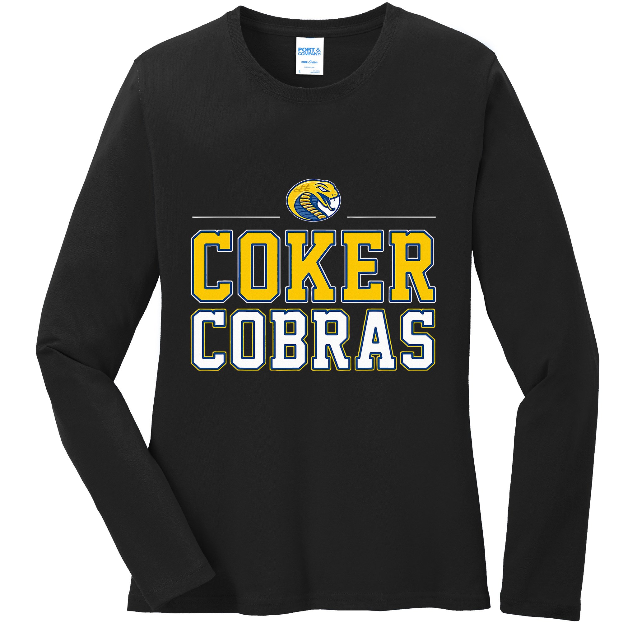 Coker College Cobras Vintage Sports Design Ladies Long Sleeve Shirt