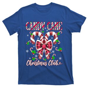 Candy Cane Christmas Club Xmas Lights Coquette Bow T-Shirt