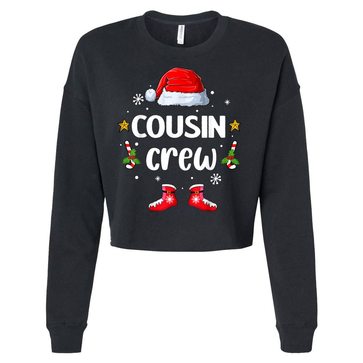 Cousin Crew Christmas Family Squad Naughty Matching Santa Cool Gift Cropped Pullover Crew