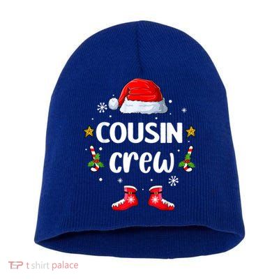 Cousin Crew Christmas Family Squad Naughty Matching Santa Cool Gift Short Acrylic Beanie