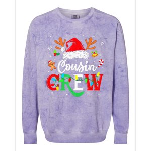 Christmas Cousin Crew Reindeer Santa Hat Lights Kid Teens Colorblast Crewneck Sweatshirt