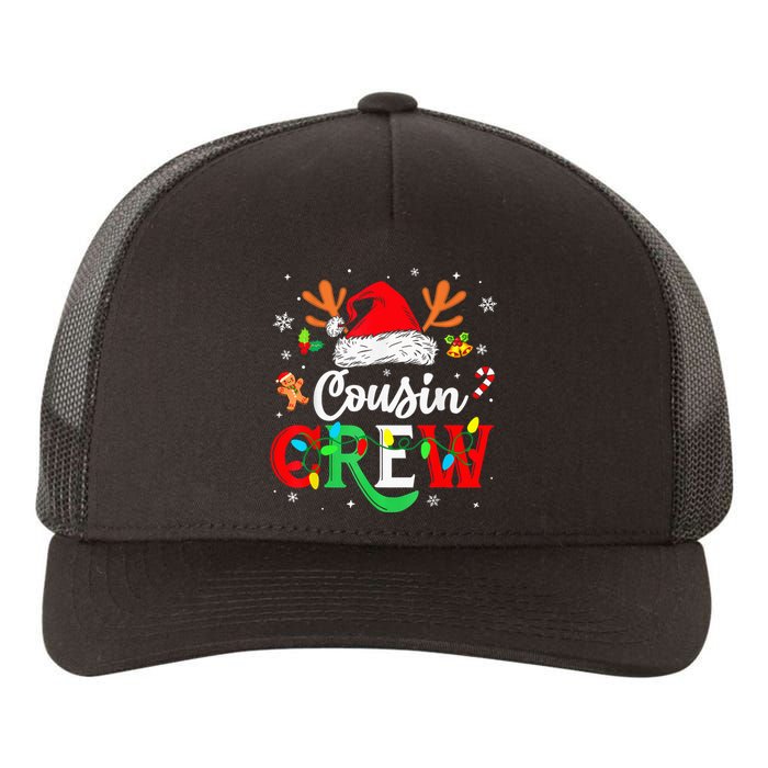 Christmas Cousin Crew Reindeer Santa Hat Lights Kid Teens Yupoong Adult 5-Panel Trucker Hat