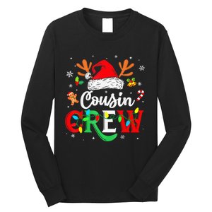 Christmas Cousin Crew Reindeer Santa Hat Lights Kid Teens Long Sleeve Shirt