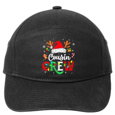 Christmas Cousin Crew Reindeer Santa Hat Lights Kid Teens 7-Panel Snapback Hat