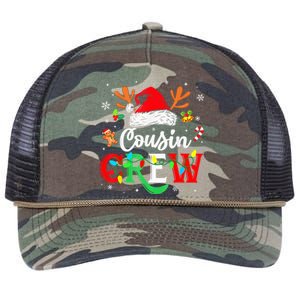 Christmas Cousin Crew Reindeer Santa Hat Lights Kid Teens Retro Rope Trucker Hat Cap