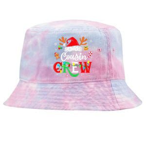 Christmas Cousin Crew Reindeer Santa Hat Lights Kid Teens Tie-Dyed Bucket Hat