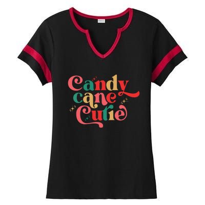 Candy Cane Cutie Funny Christmas Boy Girls Xmas Pajama Ladies Halftime Notch Neck Tee