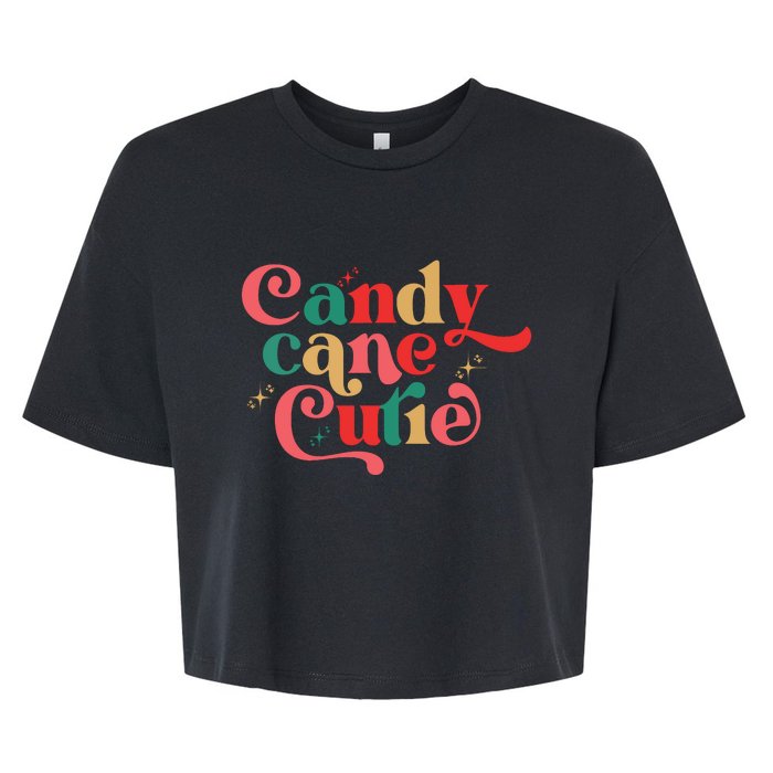 Candy Cane Cutie Funny Christmas Boy Girls Xmas Pajama Bella+Canvas Jersey Crop Tee