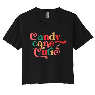 Candy Cane Cutie Funny Christmas Boy Girls Xmas Pajama Women's Crop Top Tee