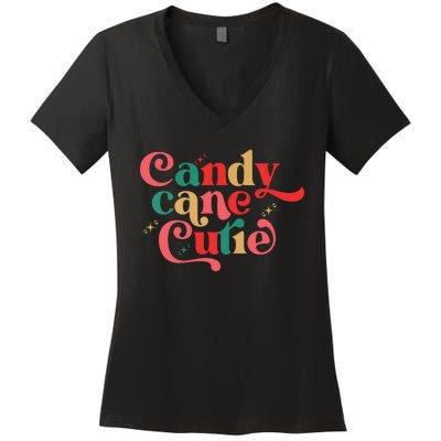 Candy Cane Cutie Funny Christmas Boy Girls Xmas Pajama Women's V-Neck T-Shirt