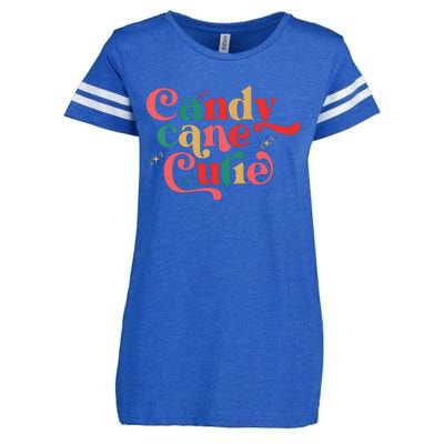 Candy Cane Cutie Funny Christmas Boy Girls Xmas Pajama Enza Ladies Jersey Football T-Shirt