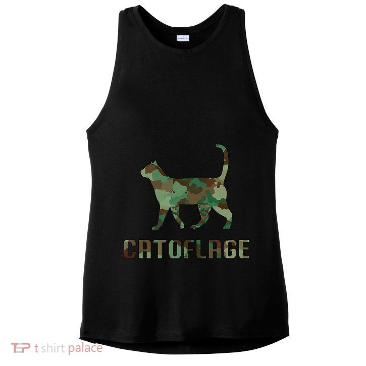 Camo Cat Catoflage Funny Cat Lover Cute Kitten Meow Cats Ladies PosiCharge Tri-Blend Wicking Tank