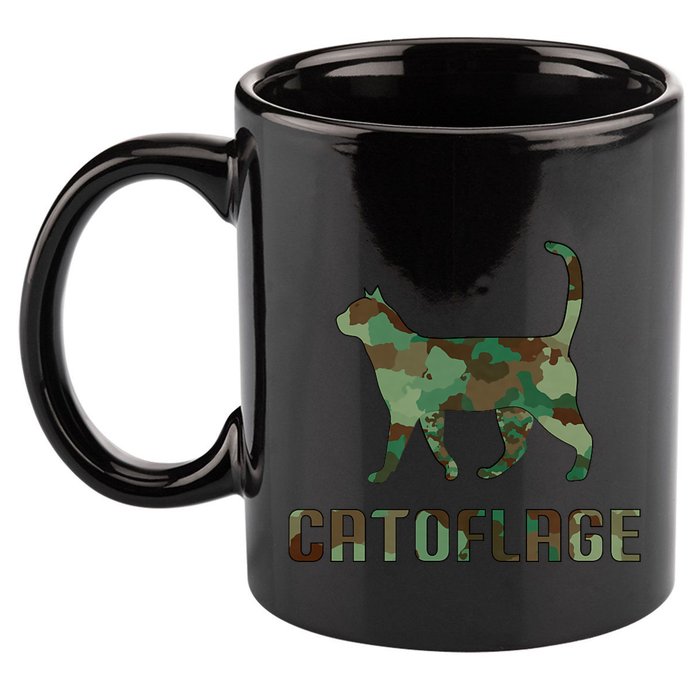 Camo Cat Catoflage Funny Cat Lover Cute Kitten Meow Cats 11oz C Handle Ceramic Mug