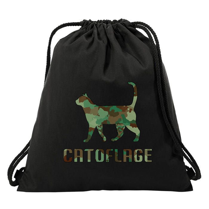 Camo Cat Catoflage Funny Cat Lover Cute Kitten Meow Cats Drawstring Bag