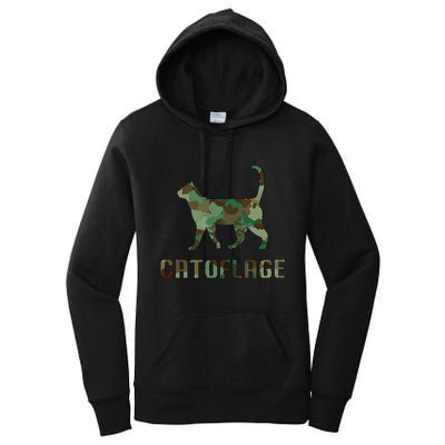 Camo Cat Catoflage Funny Cat Lover Cute Kitten Meow Cats Women's Pullover Hoodie