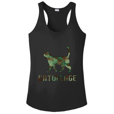 Camo Cat Catoflage Funny Cat Lover Cute Kitten Meow Cats Ladies PosiCharge Competitor Racerback Tank