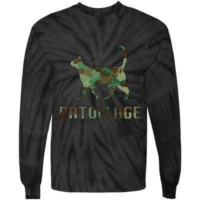 Camo Cat Catoflage Funny Cat Lover Cute Kitten Meow Cats Tie-Dye Long Sleeve Shirt