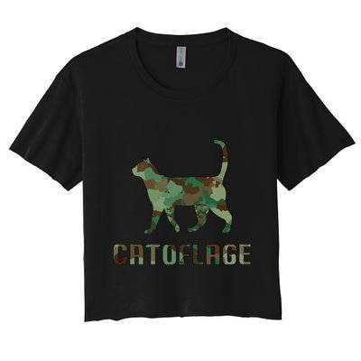 Camo Cat Catoflage Funny Cat Lover Cute Kitten Meow Cats Crop Top