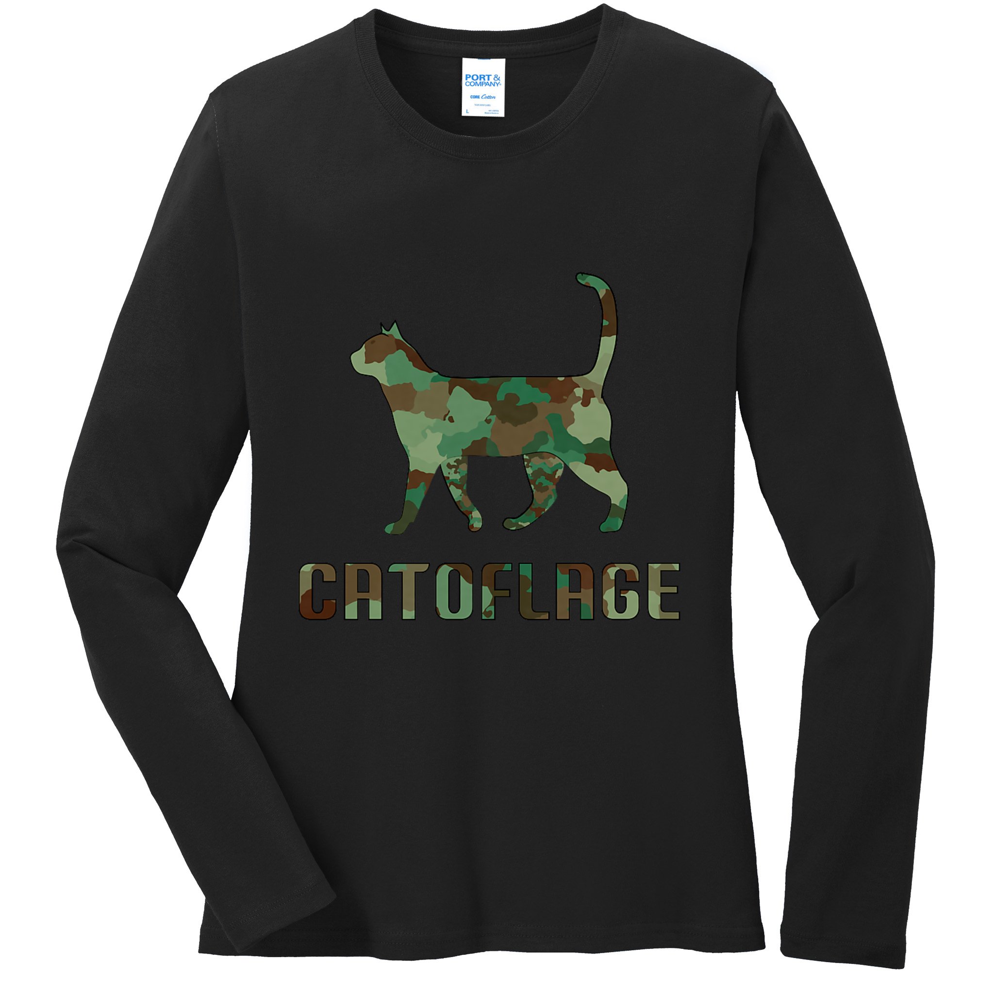 Camo Cat Catoflage Funny Cat Lover Cute Kitten Meow Cats Ladies Long Sleeve Shirt