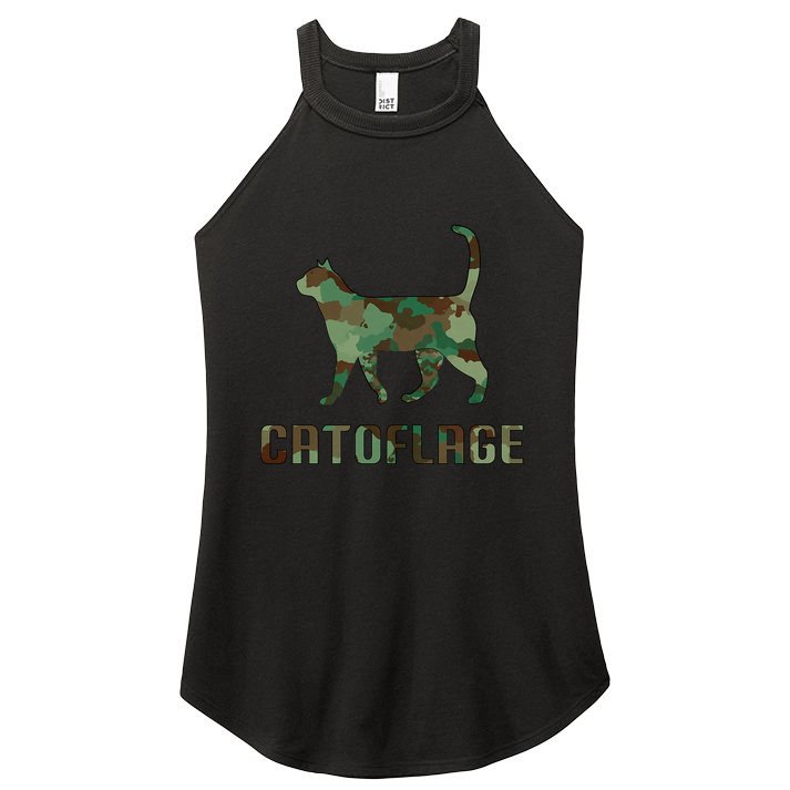 Camo Cat Catoflage Funny Cat Lover Cute Kitten Meow Cats Women's Perfect Tri Rocker Tank