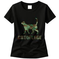 Camo Cat Catoflage Funny Cat Lover Cute Kitten Meow Cats Womens T-Shirt