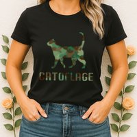 Camo Cat Catoflage Funny Cat Lover Cute Kitten Meow Cats Womens T-Shirt