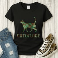 Camo Cat Catoflage Funny Cat Lover Cute Kitten Meow Cats Womens T-Shirt