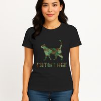 Camo Cat Catoflage Funny Cat Lover Cute Kitten Meow Cats Womens T-Shirt