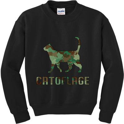 Camo Cat Catoflage Funny Cat Lover Cute Kitten Meow Cats Kids Sweatshirt
