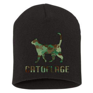 Camo Cat Catoflage Funny Cat Lover Cute Kitten Meow Cats Short Acrylic Beanie