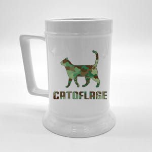 Camo Cat Catoflage Funny Cat Lover Cute Kitten Meow Cats Beer Stein