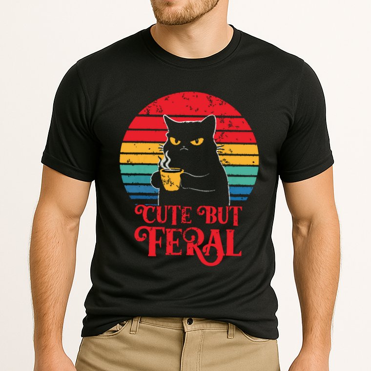 Cute Cat Cute But Feral Coffee Lover Design For Girl Women Cooling Performance Crew T-Shirt