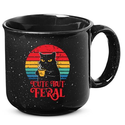 Cute Cat Cute But Feral Coffee Lover Design For Girl Women 15oz Campfire Ceramic Mug