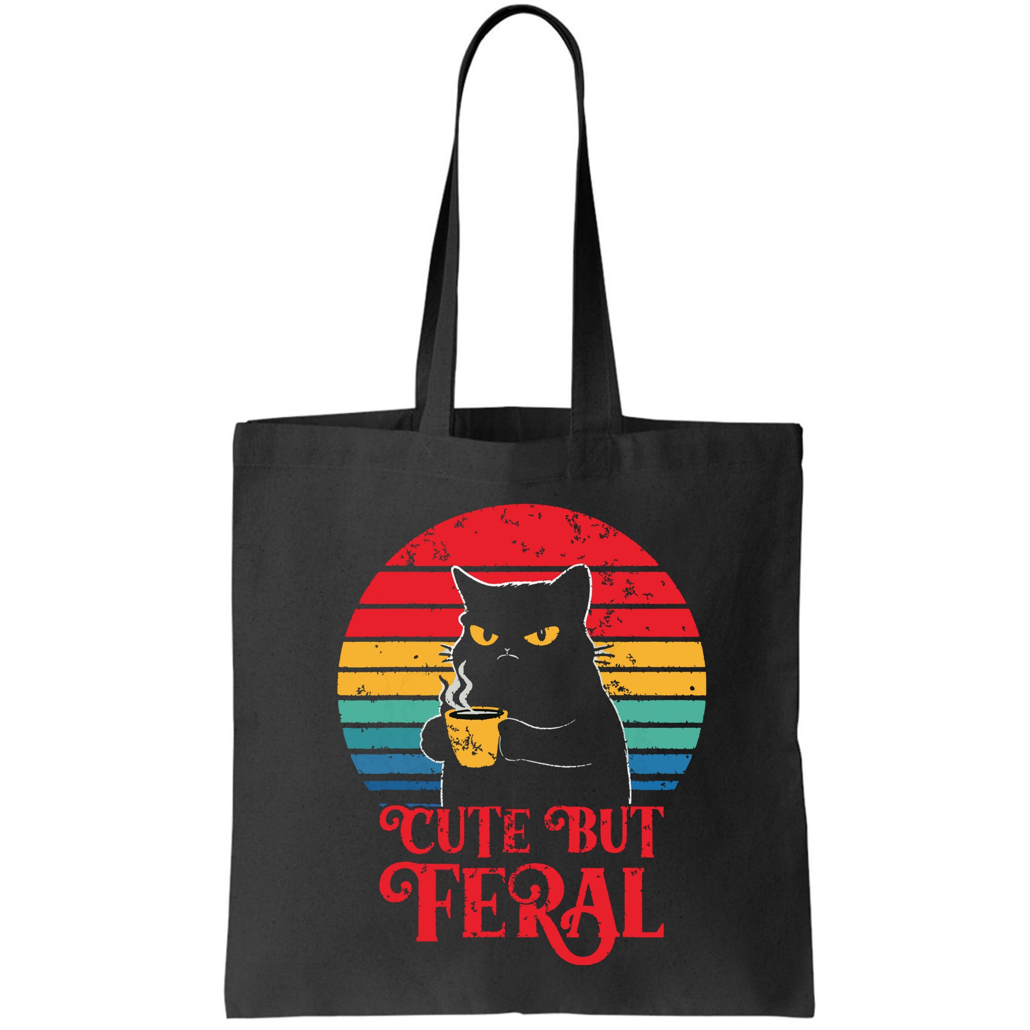 Cute Cat Cute But Feral Coffee Lover Design For Girl Women Bag