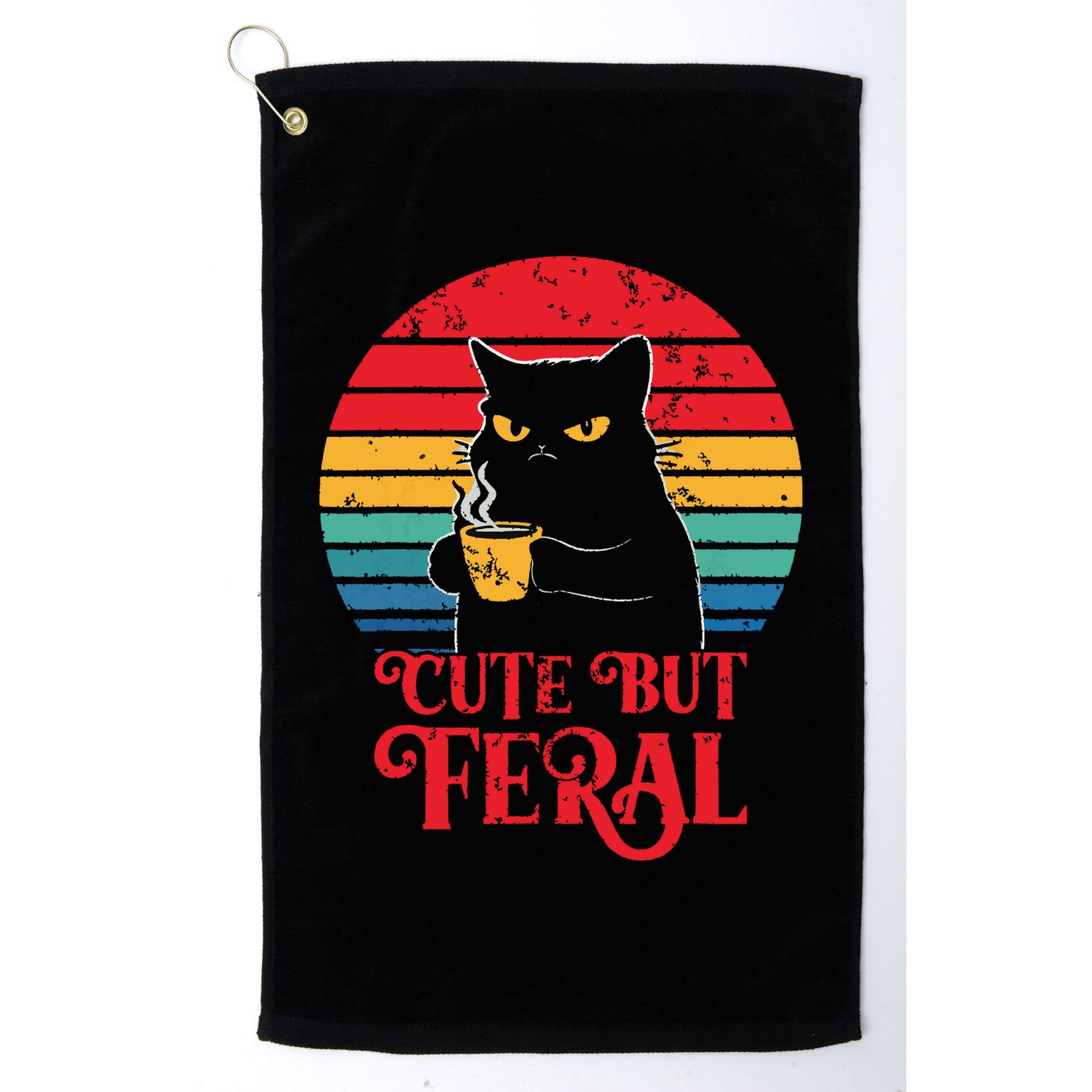 Cute Cat Cute But Feral Coffee Lover Design For Girl Women Golf Towel