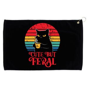 Cute Cat Cute But Feral Coffee Lover Design For Girl Women Grommeted Golf Towel