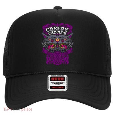 Creepy Cat Club T-Shirt High Crown Mesh Back Trucker Hat