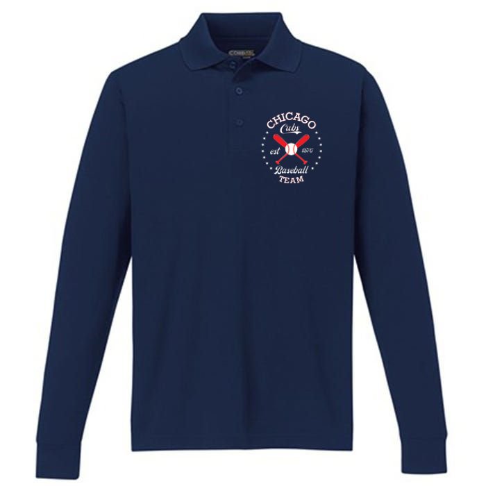 Cubs Chicago Performance Long Sleeve Polo