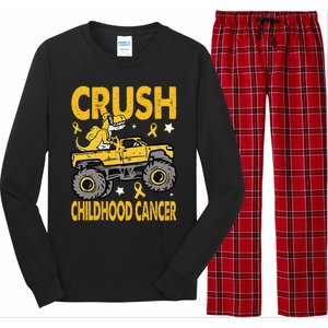 Crush Childhood Cancer Awareness Monster Truck Dinosaur Gift Long Sleeve Pajama Set